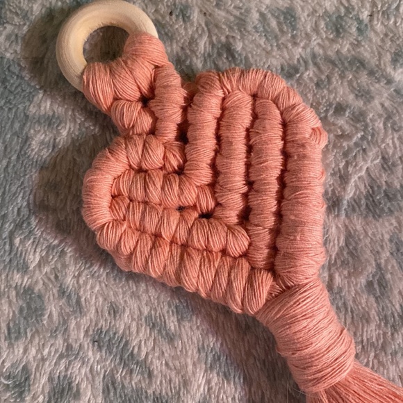 Hand Crafted Macrame Heart Key charm Keychain - Picture 4 of 6